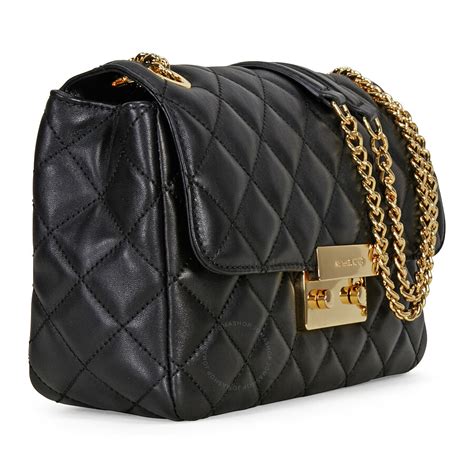 black michael kors 2012 shoulder bag tan straps|Michael Kors quilted bag black.